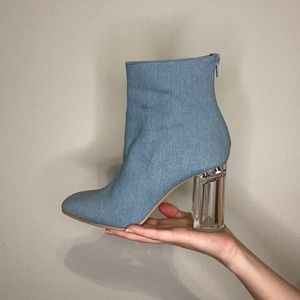 Denim Booties with Clear Heel
